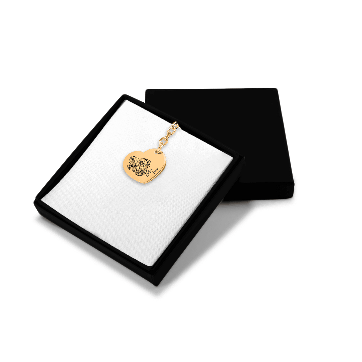 Pet Portrait Heart Keychain